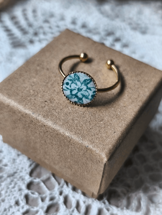 Bague "Petite fleur" verte
