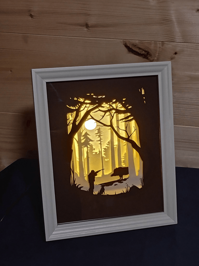 Boîte à lumière "Chasse sanglier"