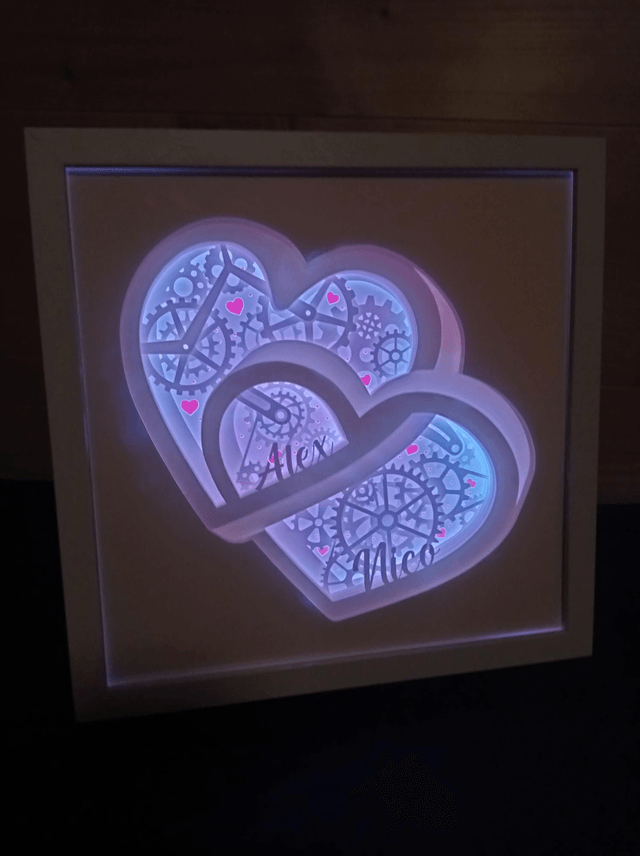 Boîte à lumière "Coeurs"